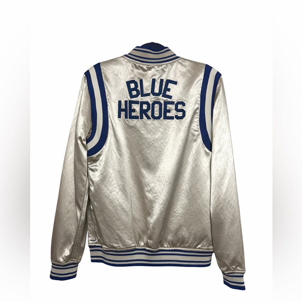 Scotch & Soda True Blue Blue Heroes Silver Satin Varsity Bomber Jacket M